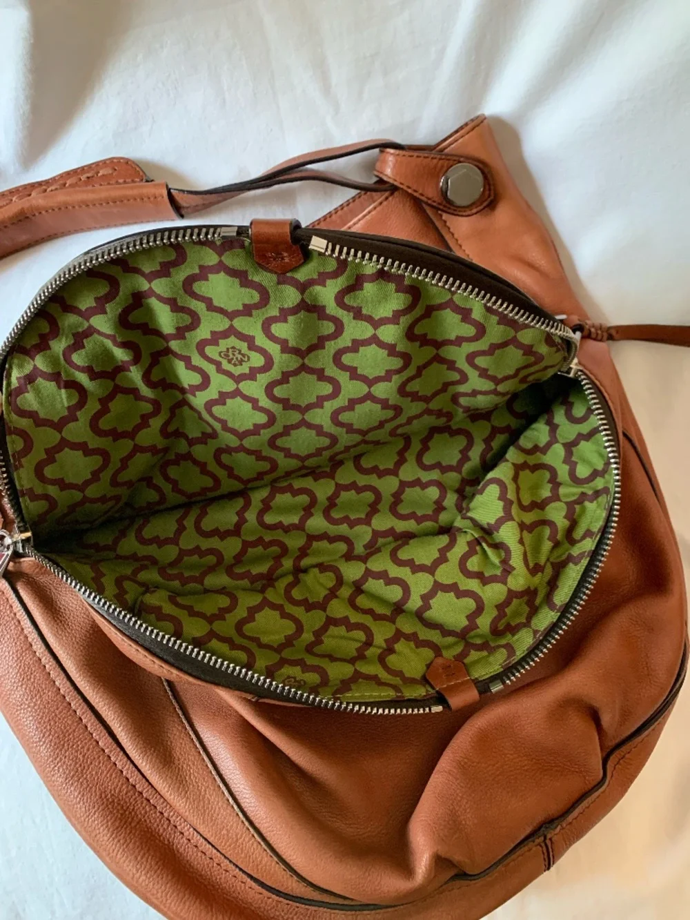 orYANY 'Cassie' large genuine leather hobo bag in cognac color